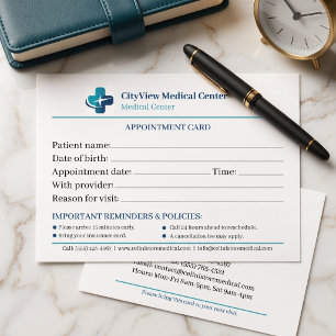 Carte De Rendez-vous Bureau Médical Minimaliste Moderne Personnalisé 
