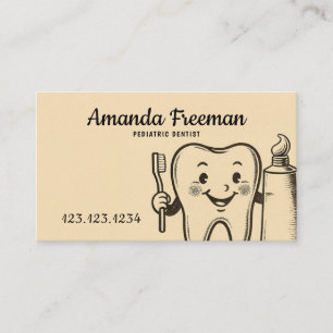 Carte De Rendez-vous Caractère de dent mignonne vintage Enfants Dentist