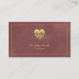 Carte De Rendez-vous Cardiologue, cadre de toile rougeâtre et coeur