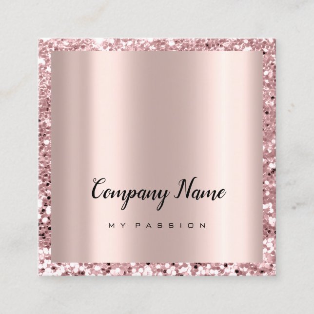 Carte De Rendez-vous Carré rose Parties scintillant maquillage salon de (Devant)