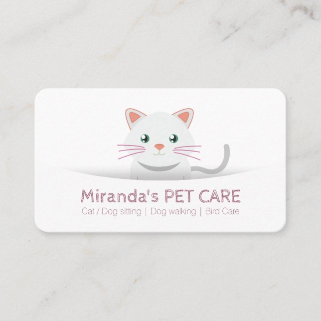 Carte De Rendez-vous Cartoon mignonne Chat Soins pour animaux de compag (Devant)