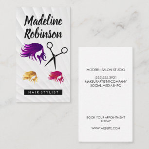 Carte De Rendez-vous Cheveux colorés Ciseaux salons Beauté