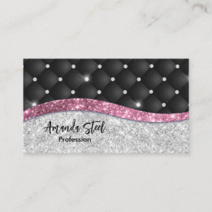 Carte De Rendez-vous Chic girly faux parties scintillant argent noir ro