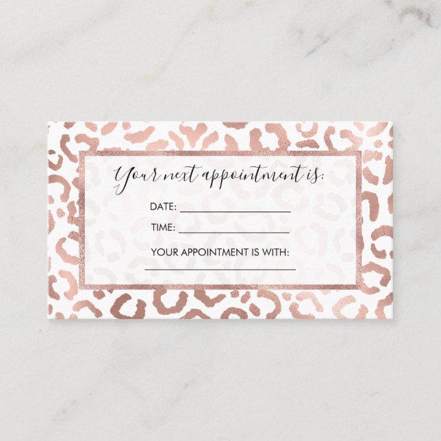 Carte De Rendez-vous Chic Rose Gold Leopard Cheetah Poster de animal (Devant)