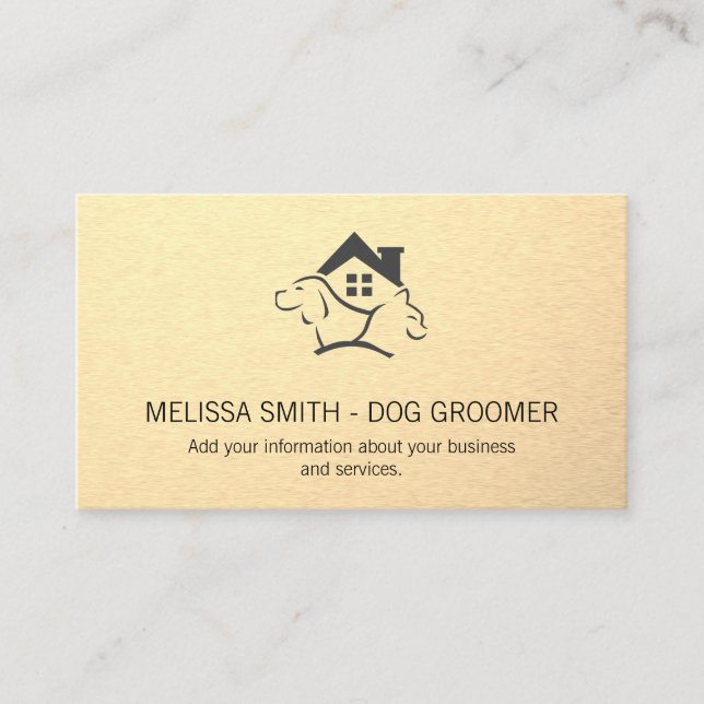 Carte De Rendez-vous Chien Chat animal | Métallique lisse (Devant)