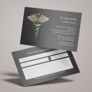 Carte De Rendez-vous Chrome Holographique Caducée Médical 3D