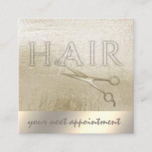 Carte De Rendez-vous Ciseaux à feuille d'or minimaliste CHEVEUX