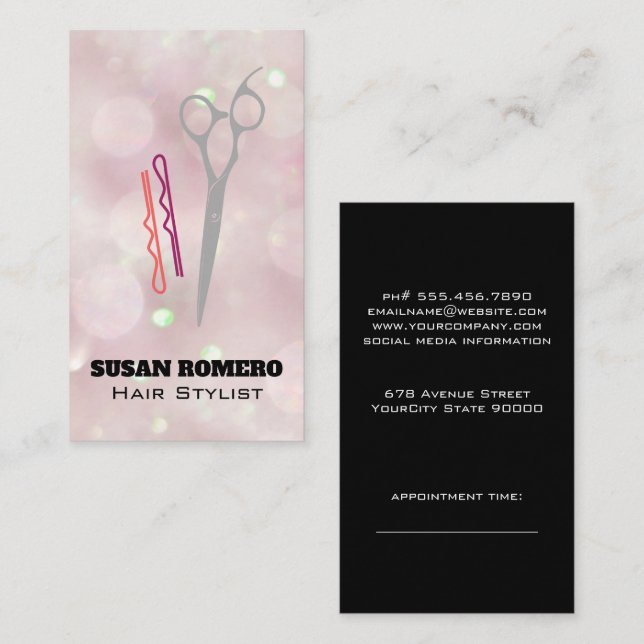 Carte De Rendez-vous Ciseaux et broches à cheveux (Devant / Derrière)