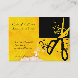 Carte De Rendez-vous Ciseaux magiques de coiffeur d'or noir chic d'art