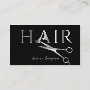 Carte De Rendez-vous Ciseaux noirs minimalistes CHEVEUX