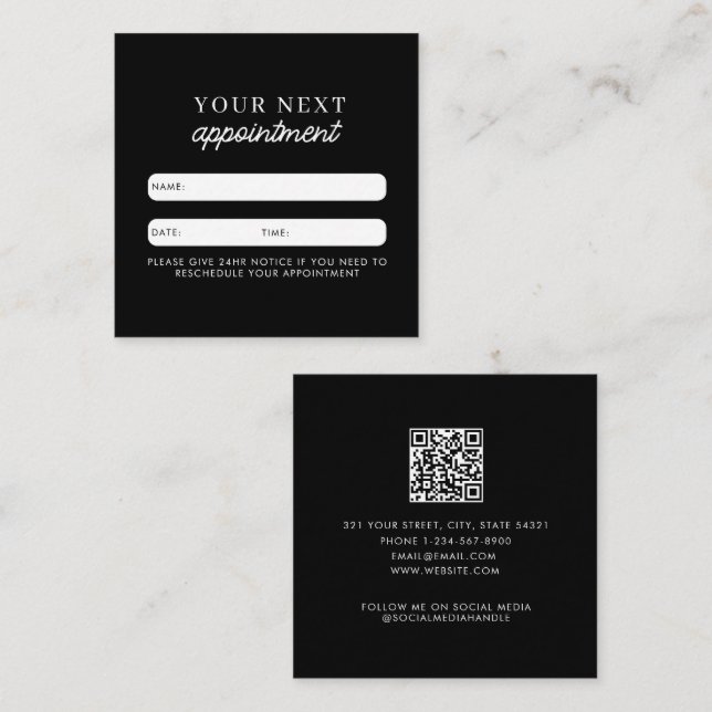Carte de rendez-vous client d'entreprise Code QR s (Devant / Derrière)