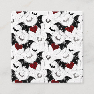 Carte De Rendez-vous Coeur d'Halloween avec ailes de chauve-souris noir