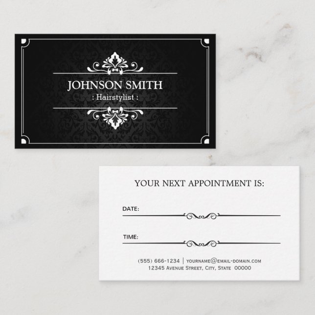 Carte de rendez-vous coiffeur - Ombre de Damas (Devant / Derrière)