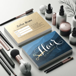 Carte De Rendez-vous Coiffeur Styliste Coiffeuse Beauté Blue Gold Cisea
