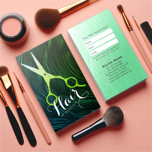 Carte De Rendez-vous Coiffeuse Coiffeuse Beauté Green Ciseaux Or