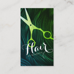Carte De Rendez-vous Coiffeuse Coiffeuse Beauté Green Ciseaux Or