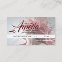 Carte de rendez-vous coiffure rose cheveux