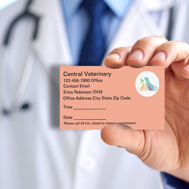 Carte De Rendez-vous Colorful Pet Care Veterinary Appointment Cards (Créateur téléchargé)