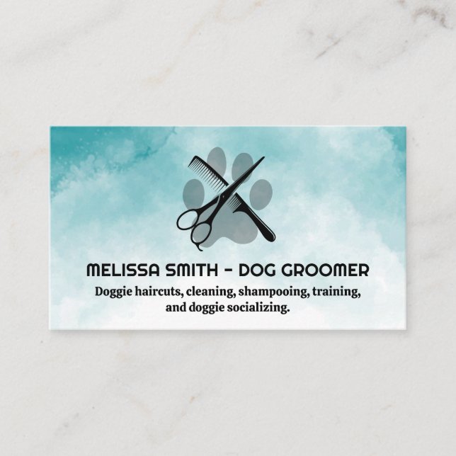 Carte De Rendez-vous Comb ciseaux | Chien Groomer | Paw (Devant)