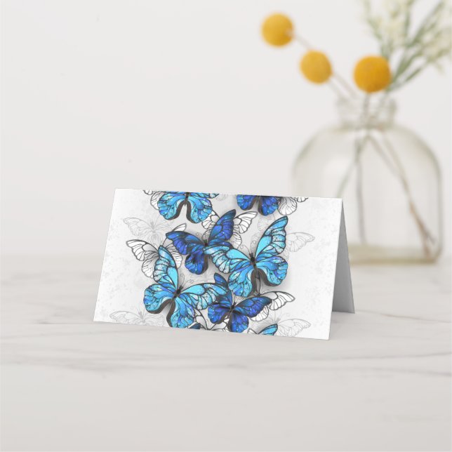 Carte De Rendez-vous Composition des White and Blue Butterflies (Devant)