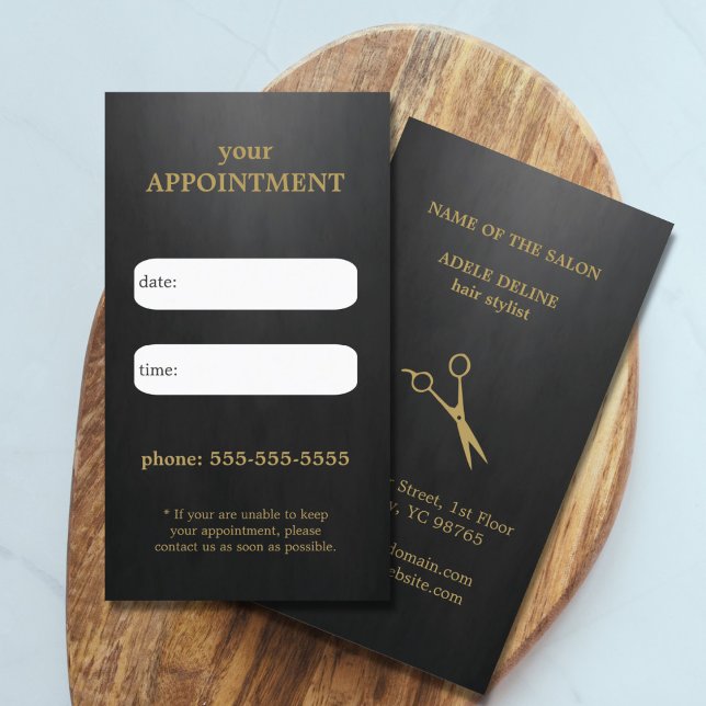 Carte de rendez-vous cool Elegant Black Gold Sciss (Créateur téléchargé)