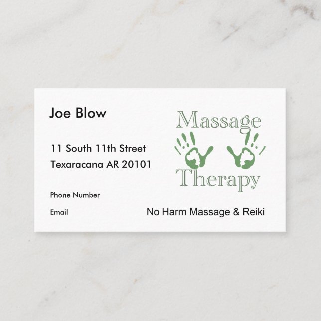 Carte De Rendez-vous Copies de main de thérapie de massage (Devant)