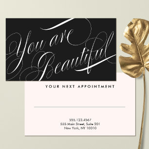 Carte De Rendez-vous Cosmetologue Elegant Black Beauté Nomination