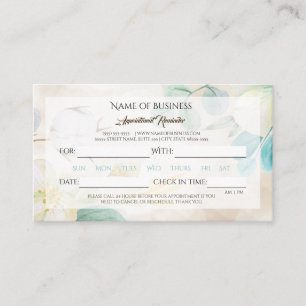 Carte De Rendez-vous Crème romantique Floral Élégant Rappel de rendez-v