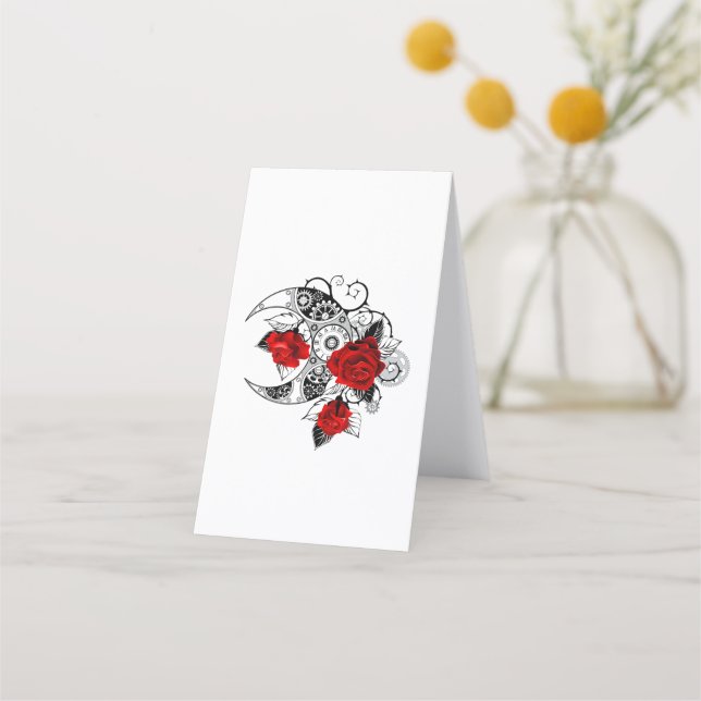 Carte De Rendez-vous Croissant mécanique avec roses rouges (Dos)