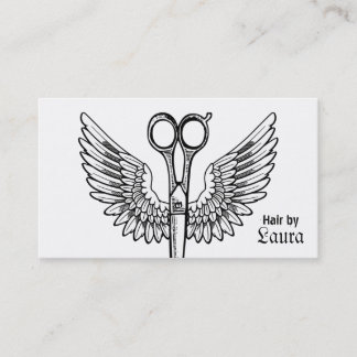 Carte De Rendez-vous cru de tatouage d'ailes de ciseaux de coiffeur