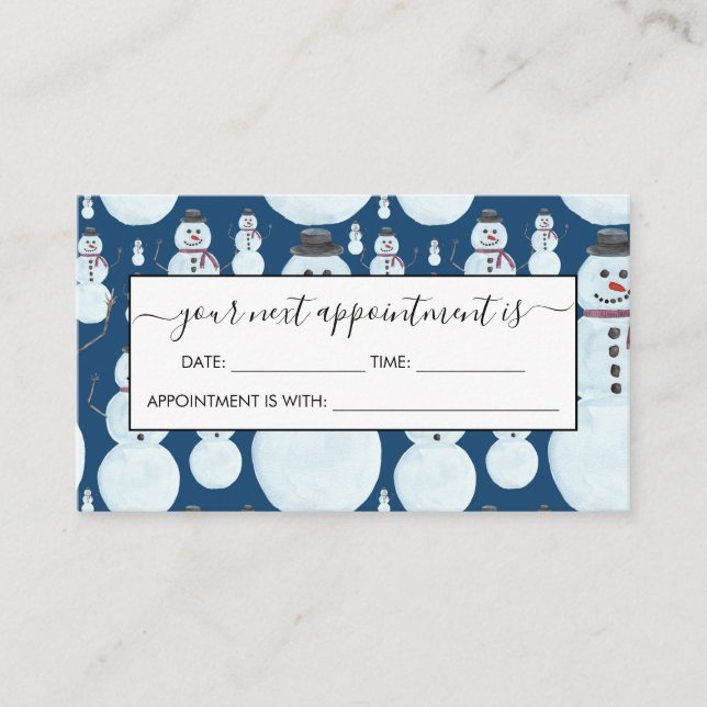 Carte De Rendez-vous Cute Frosty Blue Snowman Motif d'aquarelle (Devant)