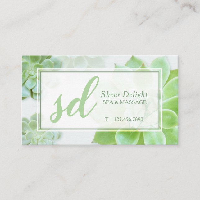Carte de rendez-vous d'affaires Green Succulents (Devant)