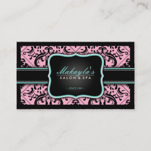 Carte De Rendez-vous Damassé vintage rose et noire élégante