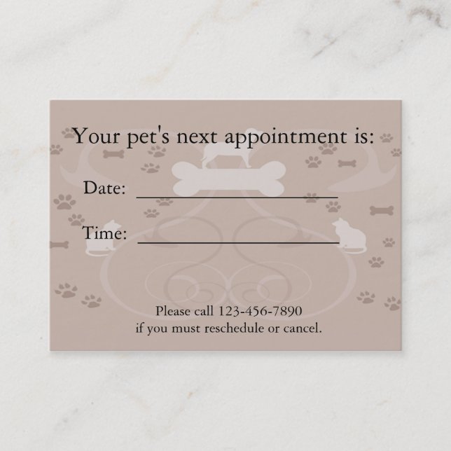 Carte de rendez-vous d'animal familier (Devant)