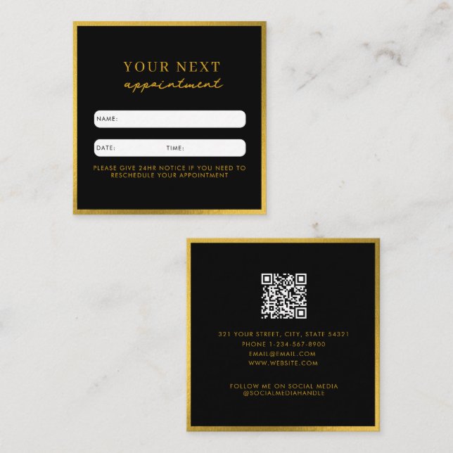 Carte de rendez-vous de beauté professionnelle Bla (Devant / Derrière)