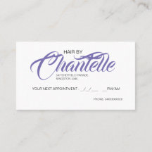 Carte de Rendez-vous de Coiffure Violet