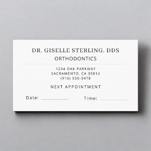 Carte de rendez-vous de dentisterie orthodontique