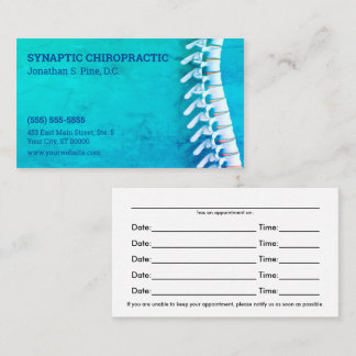 Carte de rendez-vous de la chiropratique de l'art 