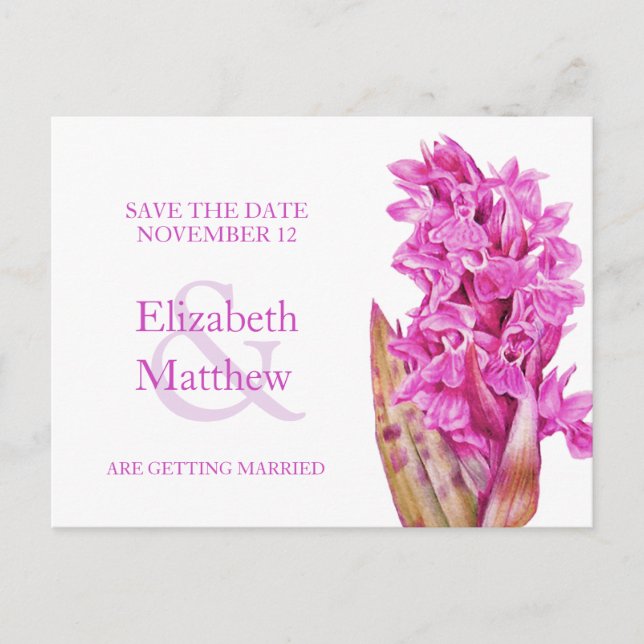 Carte de rendez-vous de mariage à fleurs peintes d (Devant)