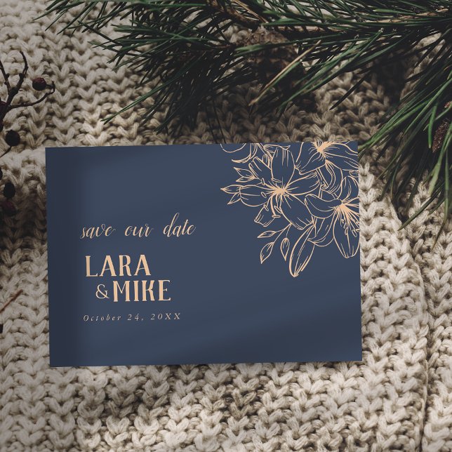 Carte de rendez-vous de mariage bleu foncé doux (Créateur téléchargé)