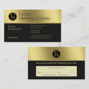 Carte De Rendez-vous Dentaire professionnel   Gold Dentist
