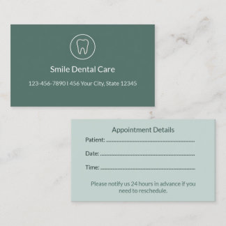 Carte De Rendez-vous Dental Appointment Reminder Cards for Clinics