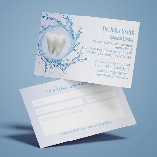 Carte De Rendez-vous Dentist Dental Tooth Water Professional Medical