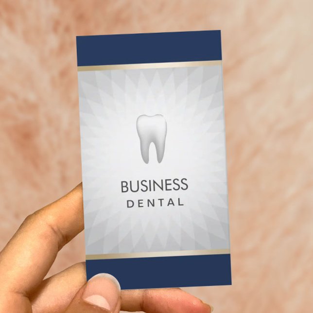 Carte De Rendez-vous Dentist Navy Blue & Silver Dental Nomination (Créateur téléchargé)
