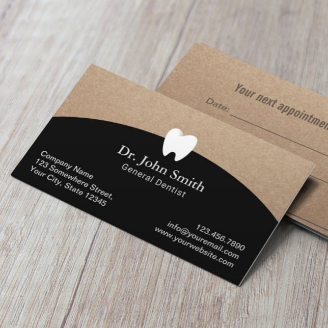 Carte De Rendez-vous Dentist Office Rustic Kraft Dental Nomination (Créateur téléchargé)