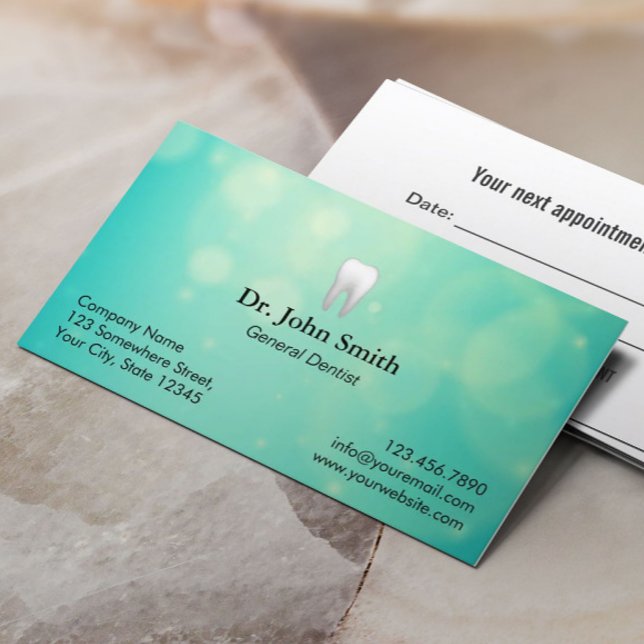 Carte De Rendez-vous Dentiste Moderne Vert Lumières Dentaire Rendez-vou (Créateur téléchargé)