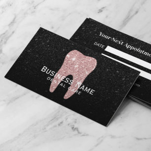 Carte De Rendez-vous Dentiste Rose Gold Tooth Black Parties scintillant