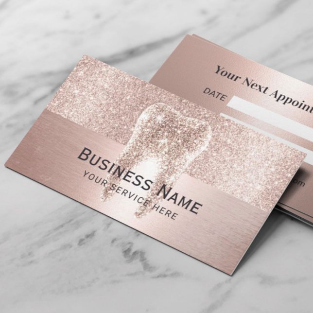 Carte De Rendez-vous Dentiste Rose Parties scintillant or dents dentair (Créateur téléchargé)