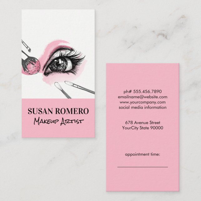 Carte de rendez-vous des brosses de maquillage (Devant / Derrière)