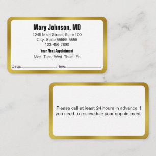 Carte De Rendez-vous Docteur Office Gold White Votre prochain rendez-vo